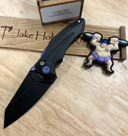 Hoback Sumo Folding Knife, CPM 20CV Black SW, Titanium Black SW, Purple Accents
